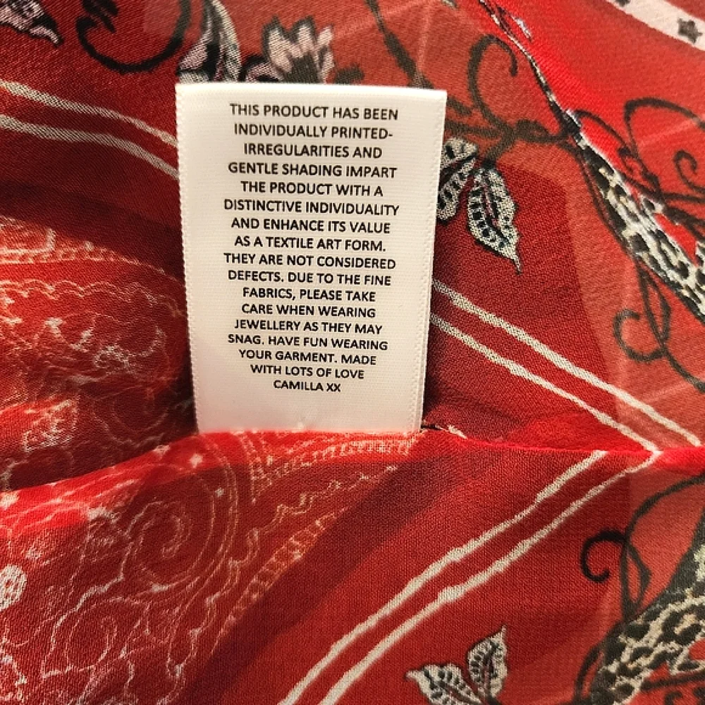 Camilla long skirt embellished hankerchief style red & paisley - size 16 - Picture 6 of 17